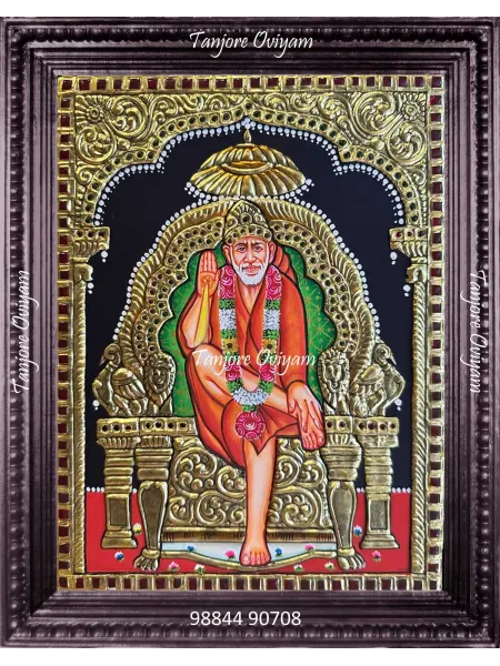 Saibaba Tanjore Painting – Divine Gold Foil Artwork